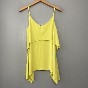 Maurices Size Medium Strappy Lime Yellow Tank Top Asymmetrical Summer Dopamine
